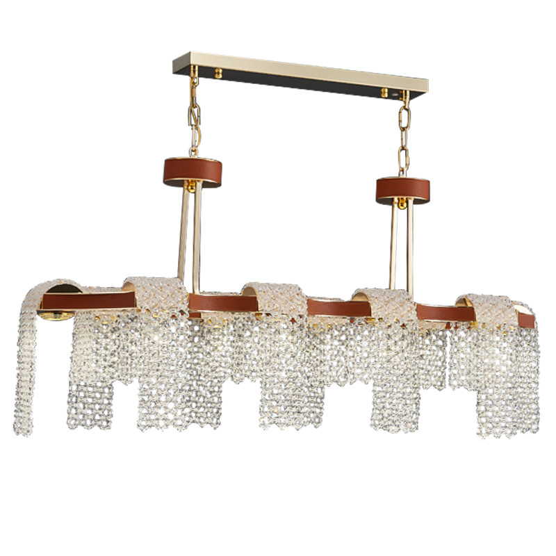 Линейная люстра люстра Leather Glass Chandelier