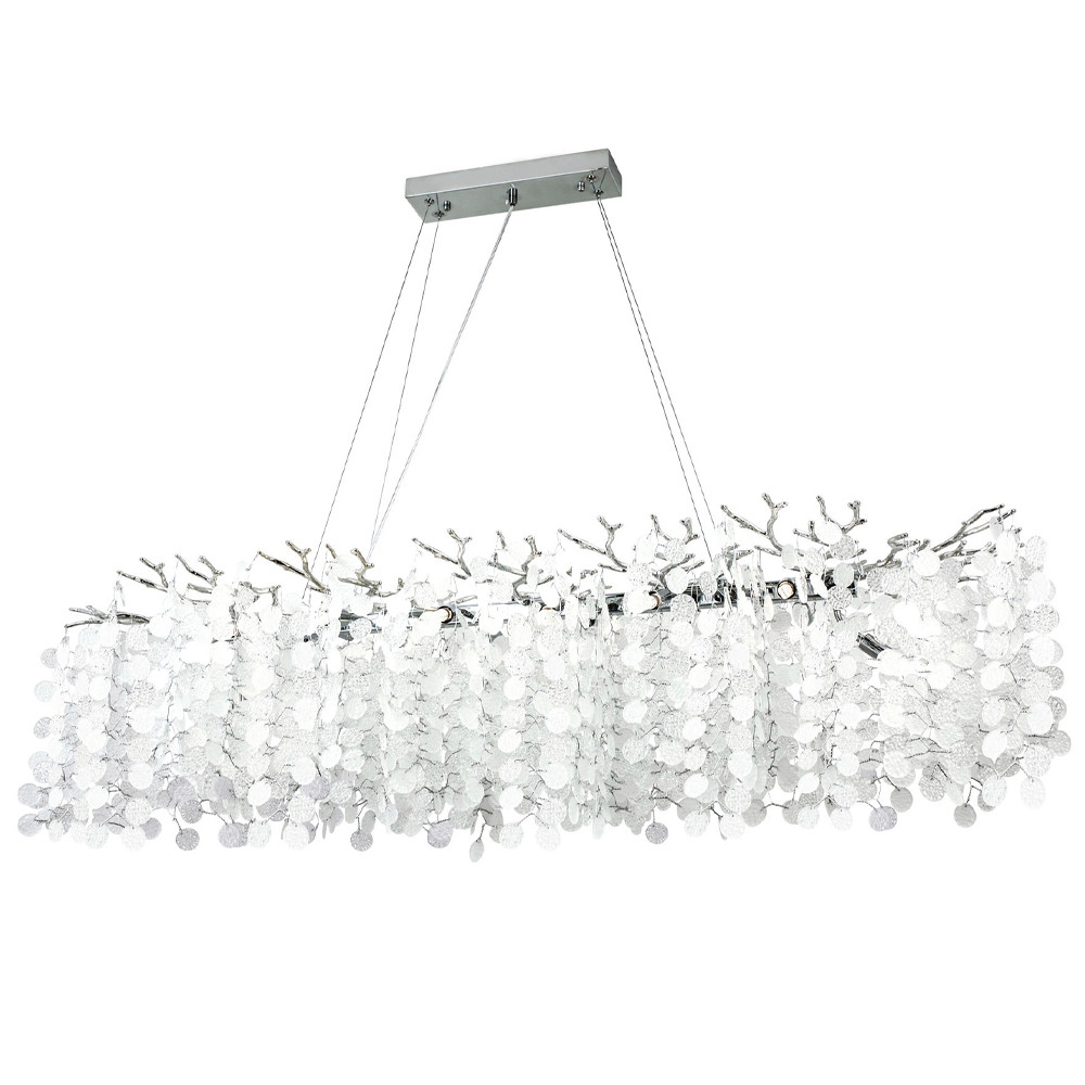 Линейная люстра с круглыми хрустальными подвесками Fairytree Chrome Crystal Branches Linear Chandelier