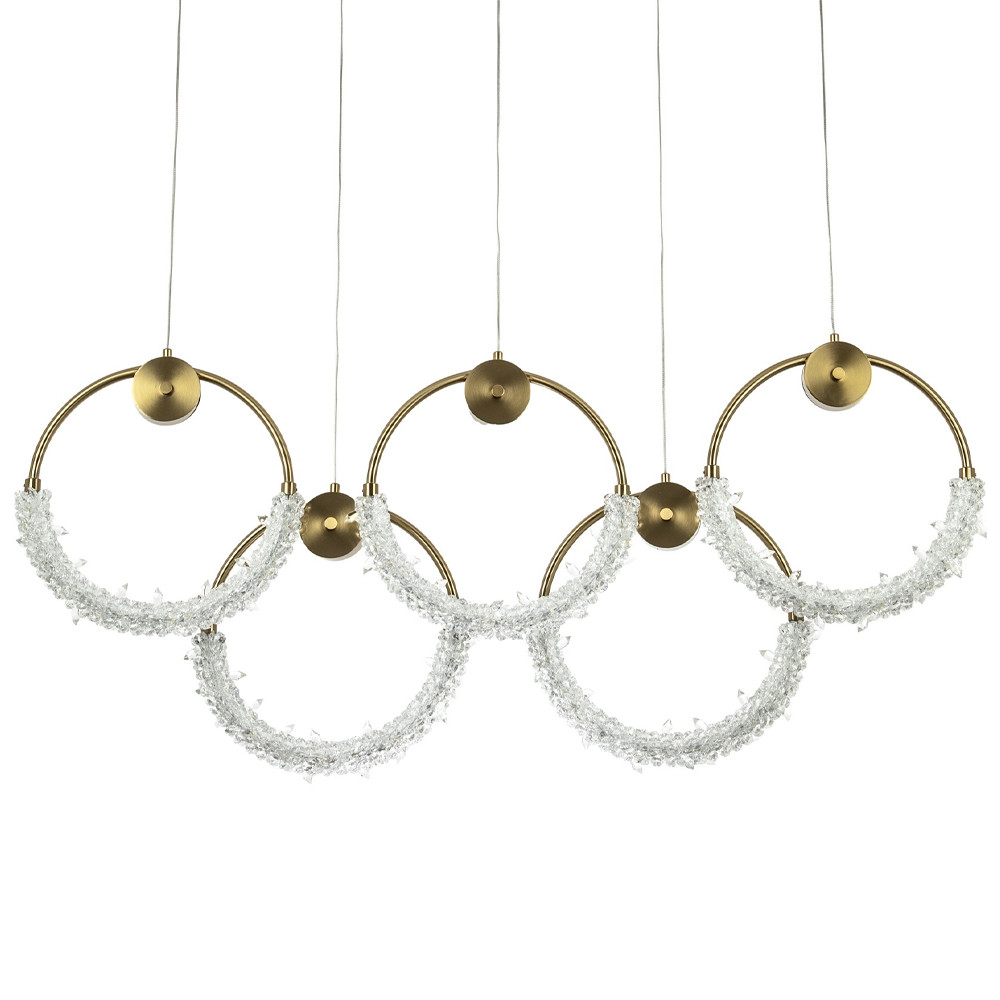 Линейная люстра с плафонами в виде пяти колец Five Rings Gilbertine Linear Chandelier