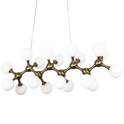 Линейная люстра с плафонами из стеклянных шаров Pearls Suspension Linear Brass Chandelier