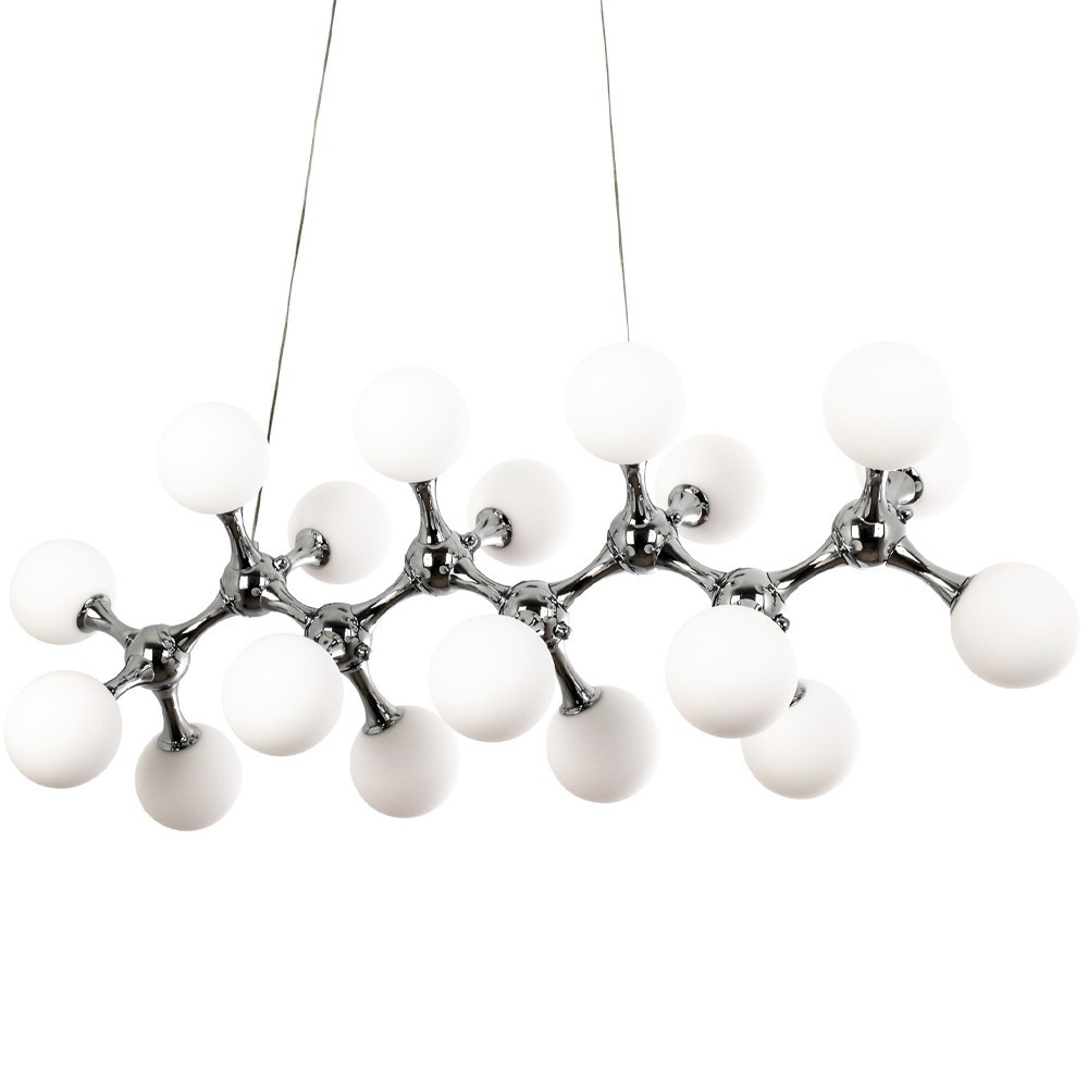 Линейная люстра с плафонами из стеклянных шаров Pearls Suspension Linear Chrome Chandelier