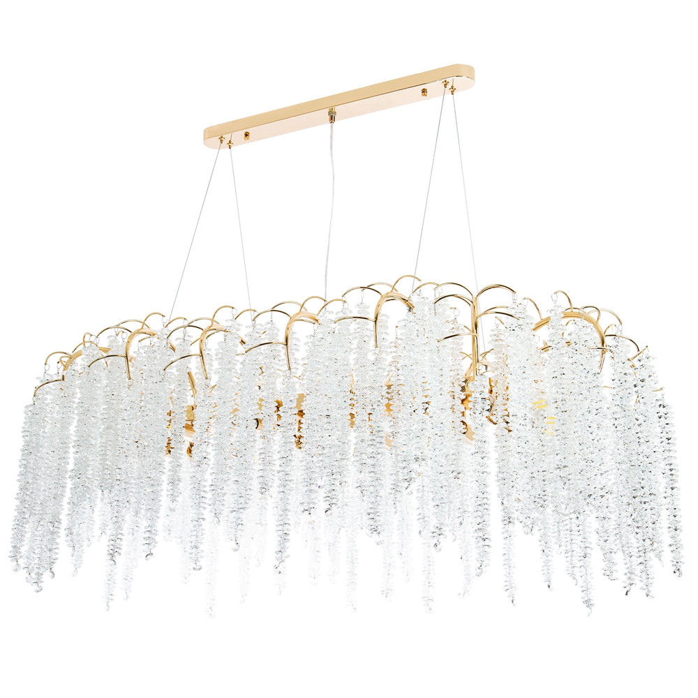 Линейная люстра с хрустальными подвесками Bunch of Crystal Berries Linear Gold Chandelier 16