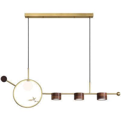 Линейный светильник Metal Wood Ring Leaf Linear Light