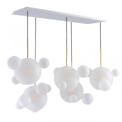 Линейный Светодиодный Светильник Giopato & Coombes Bubble Chandelier Linear Circle матовое белое стекло 5 плафонов