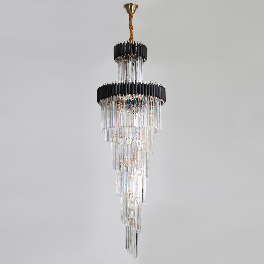 Люстра Empire Large Cascading Chandelier Black Rectangular Crystal