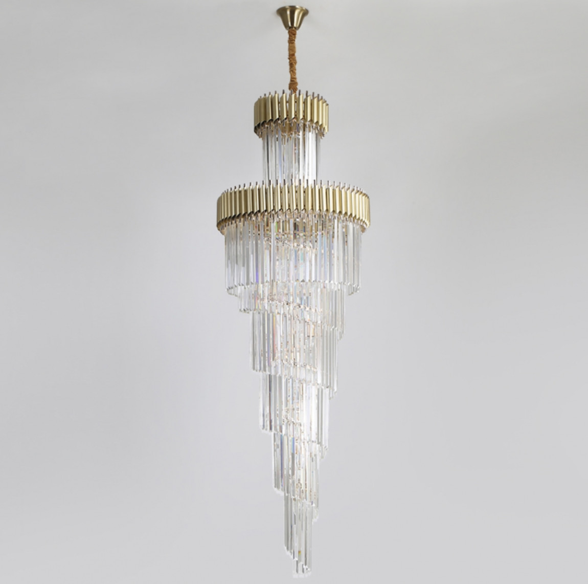 Люстра Empire Large Cascading Chandelier Gold Rectangular Crystal