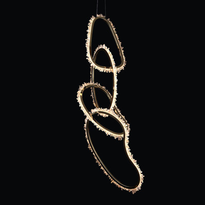 Люстра Four Vertical Chain Quartz Rings Crystal Chandelier
