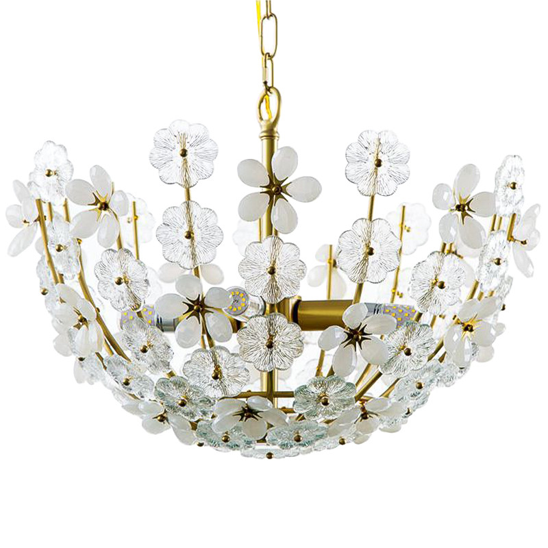 Люстра Glass White Flowers Chandelier