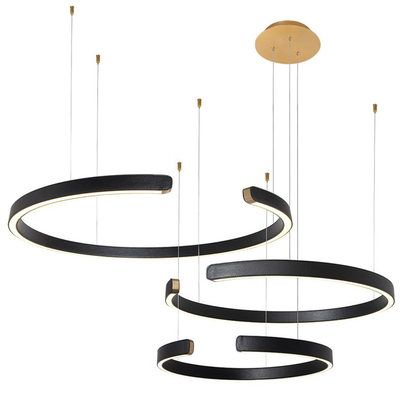 Люстра Half Ring 3 black leather