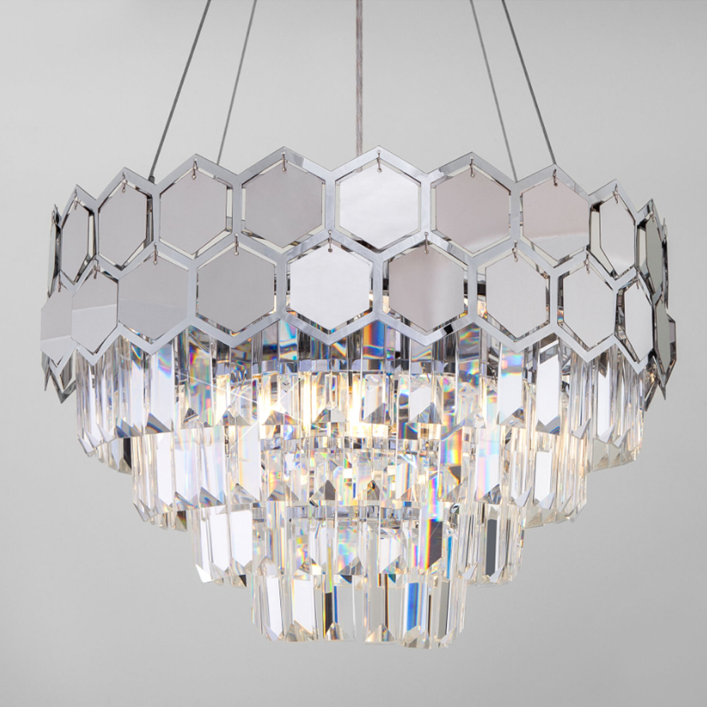 Люстра Hanging Hexagon Moira Chandelier chrome