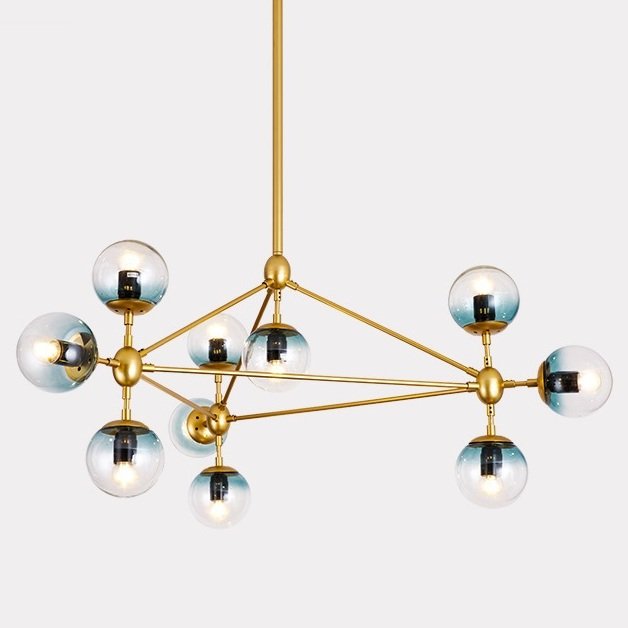 Люстра Modo Chandelier Globes Blue Ambre Gold
