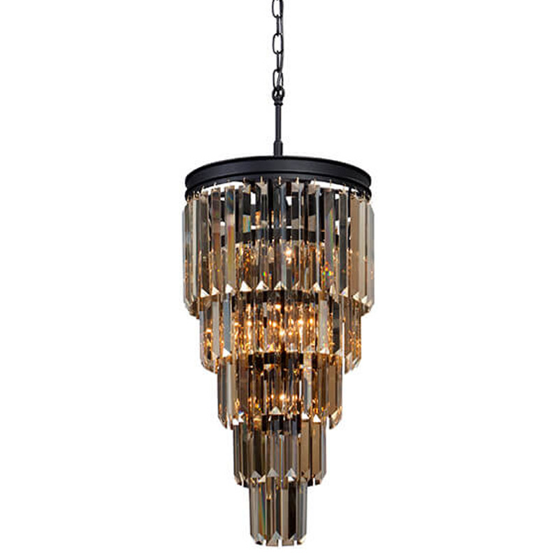 Люстра ODEON Amber GLASS 5-TIER  Black Янтарное стекло D 33