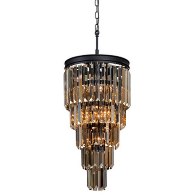Люстра ODEON Amber GLASS 5-TIER Black Янтарное стекло D 33