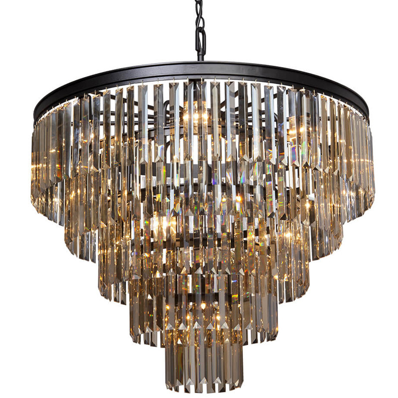 Люстра ODEON Amber GLASS 5-TIER  Black Янтарное стекло D 80
