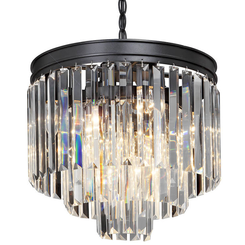 Люстра ODEON CLEAR GLASS 3-TIER  Black Прозрачное стекло D 36