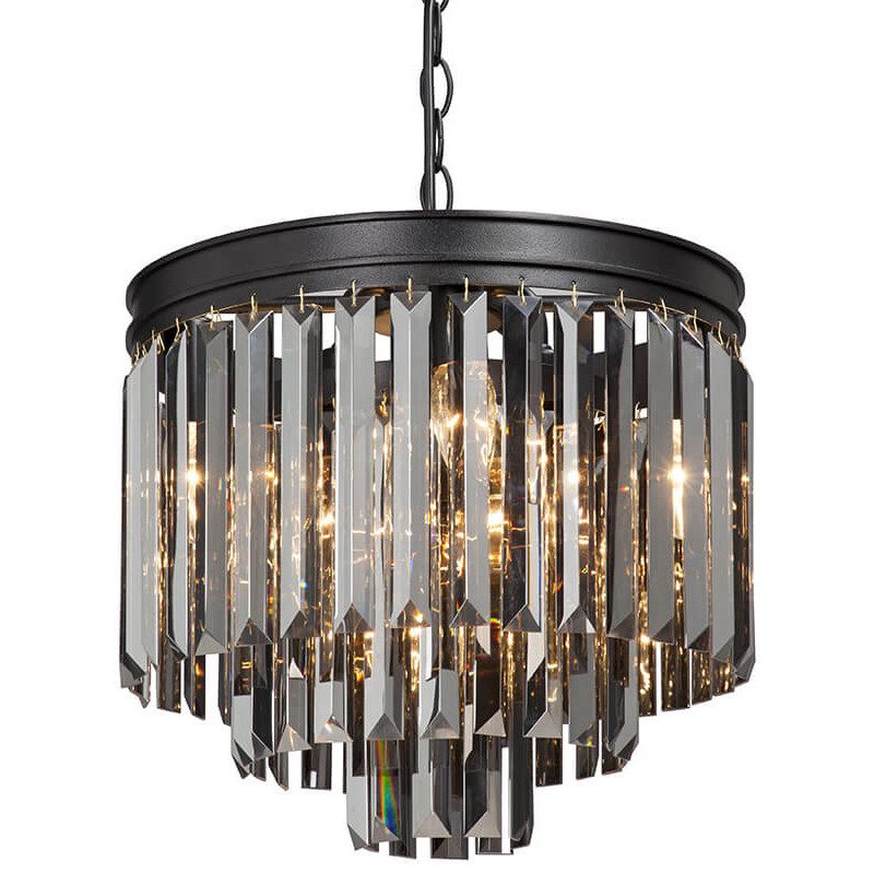 Люстра ODEON Gray glass 3-TIER  Black Серое стекло D 36