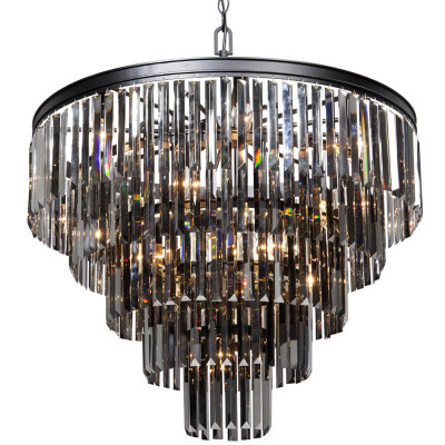 Люстра ODEON Gray glass 5-TIER Black Серое стекло D 80