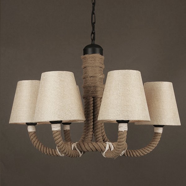 Люстра Rattan Chandelier Loft Rope Light