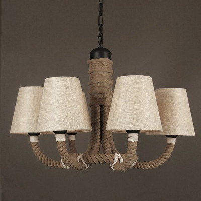 Люстра Rattan Chandelier Loft Rope Light