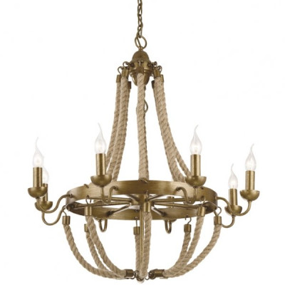 Люстра Rattan Chandelier Metall 8 Loft Rope Light