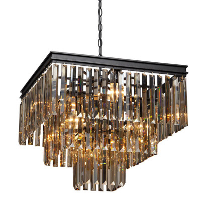 Люстра Odeon Amber GLASS Fringe Chandelier - 3 square Янтарное стекло 53 см
