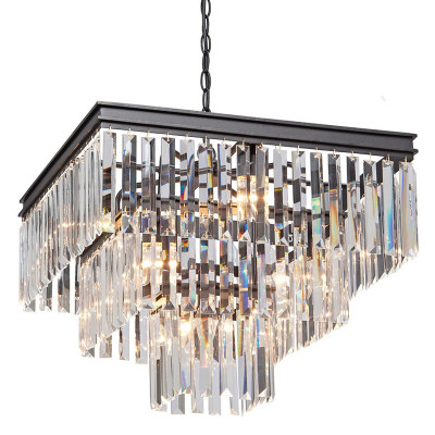 Люстра Odeon Clear Glass Fringe Chandelier - 3 square Прозрачное стекло 53 см