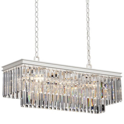 Люстра Odeon Clear Glass Rectangular Chandelier  White iron Длина 80