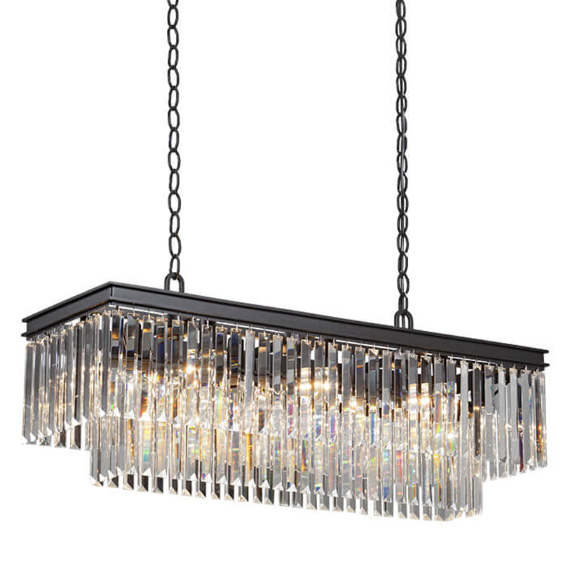 Люстра Odeon Clear Glass Rectangular Chandelier Black iron 100