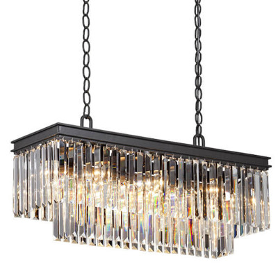 Люстра Odeon Clear Glass Rectangular Chandelier Black iron Длина 80