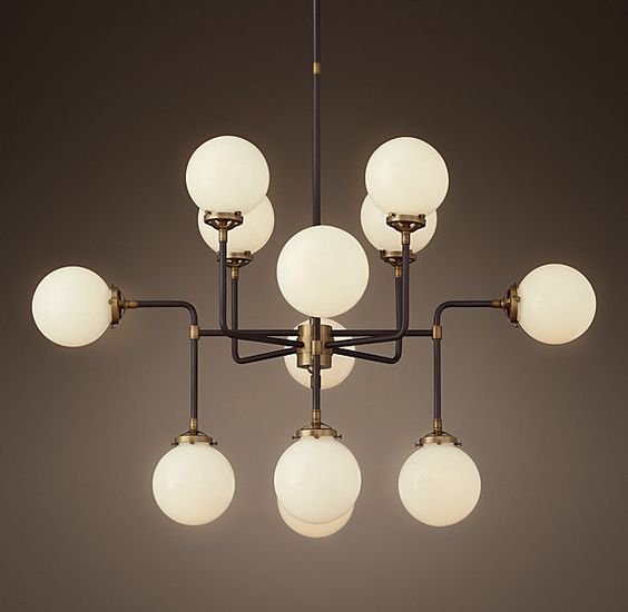 Люстра Бистро Globe Milk Glass 12-Light Chandelier