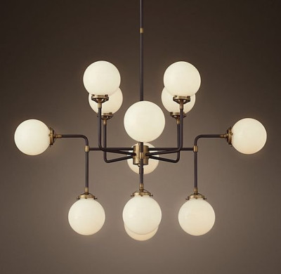 Люстра Бистро Globe Milk Glass 12-Light Chandelier