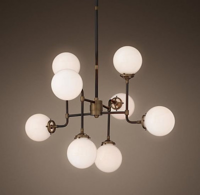 Люстра Бистро Globe Milk Glass 8-Light Chandelier