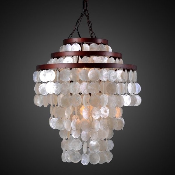 Люстра Capiz Three-Tier Chandelier Antic Iron