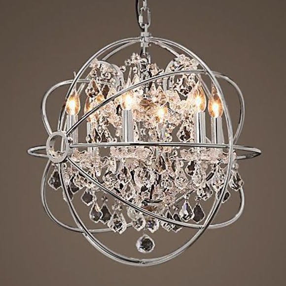 Люстра Foucault's Orb Crystal Chandelier Polished Nickel Small