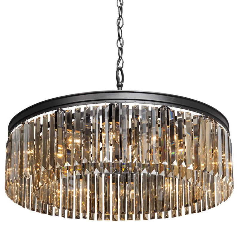 Люстра Rhys Amber GLASS Prism Round Chandelier Янтарное стекло 80