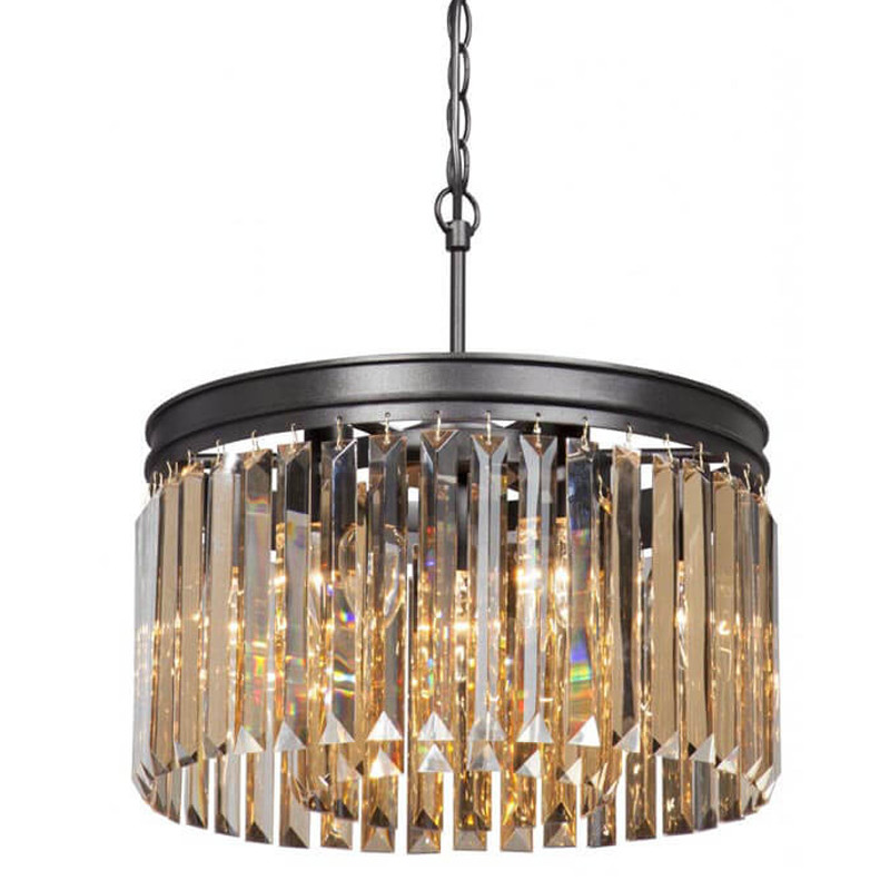 Люстра Rhys Amber GLASSS Prism Round Chandelier Янтарное стекло 40