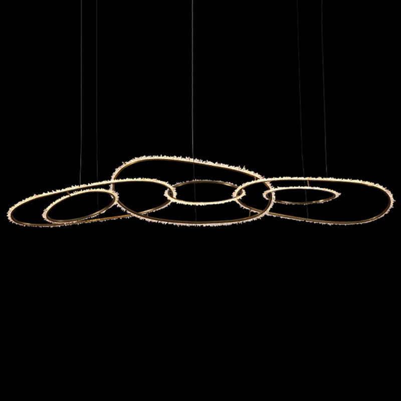 Люстра Six Rings Chain Quartz Crystal Chandelier