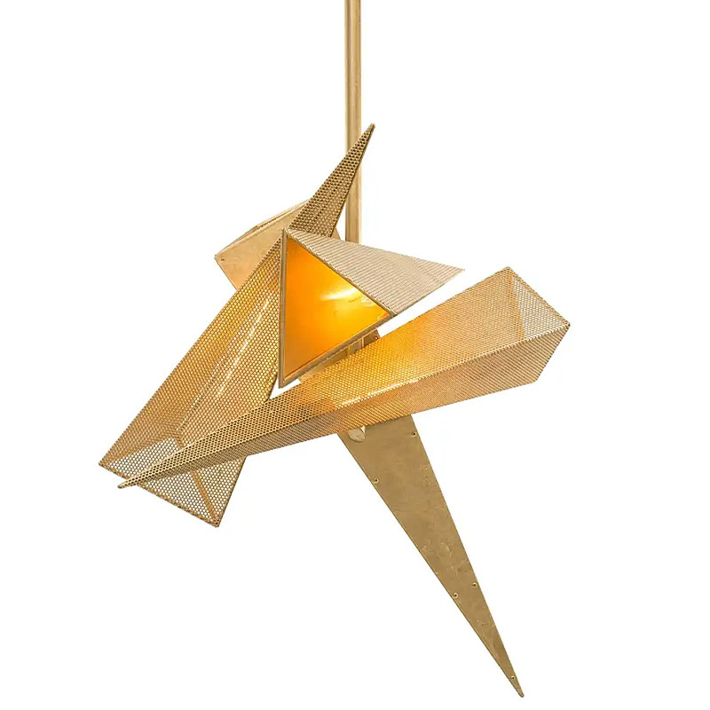 Люстра Susan Hornbeak TRYSTAN CHANDELIER - Gold Leafed Perforated Steel Pyramids Gold