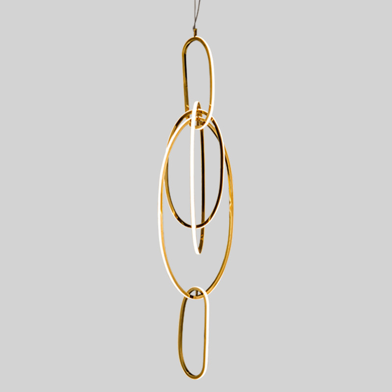 Люстра Vertical Gold Oval Rings Chandelier