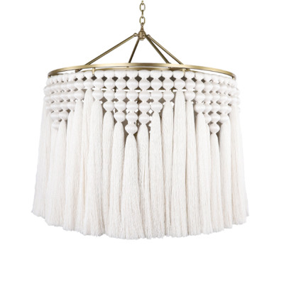 Люстра белая плетеная с кисточками Boho Tassel Chandelier