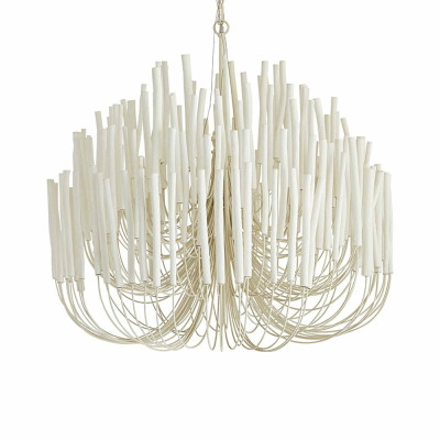 Люстра белая с несколькими ярусами деревянных палочек Bright Wooden Chandelier