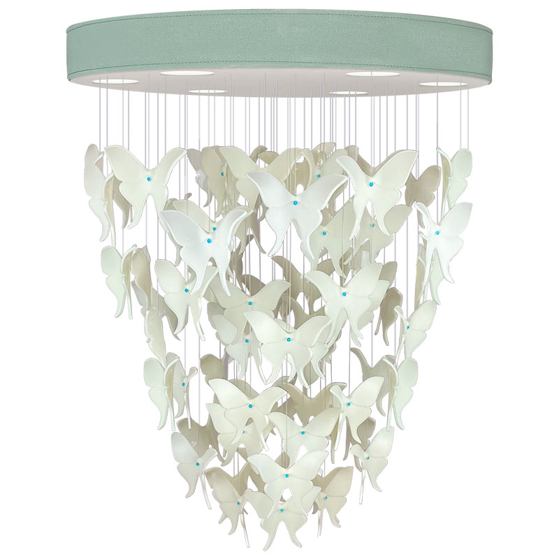 Люстра Белые Бабочки Светло-Зеленая база Night Butterflies Chandelier
