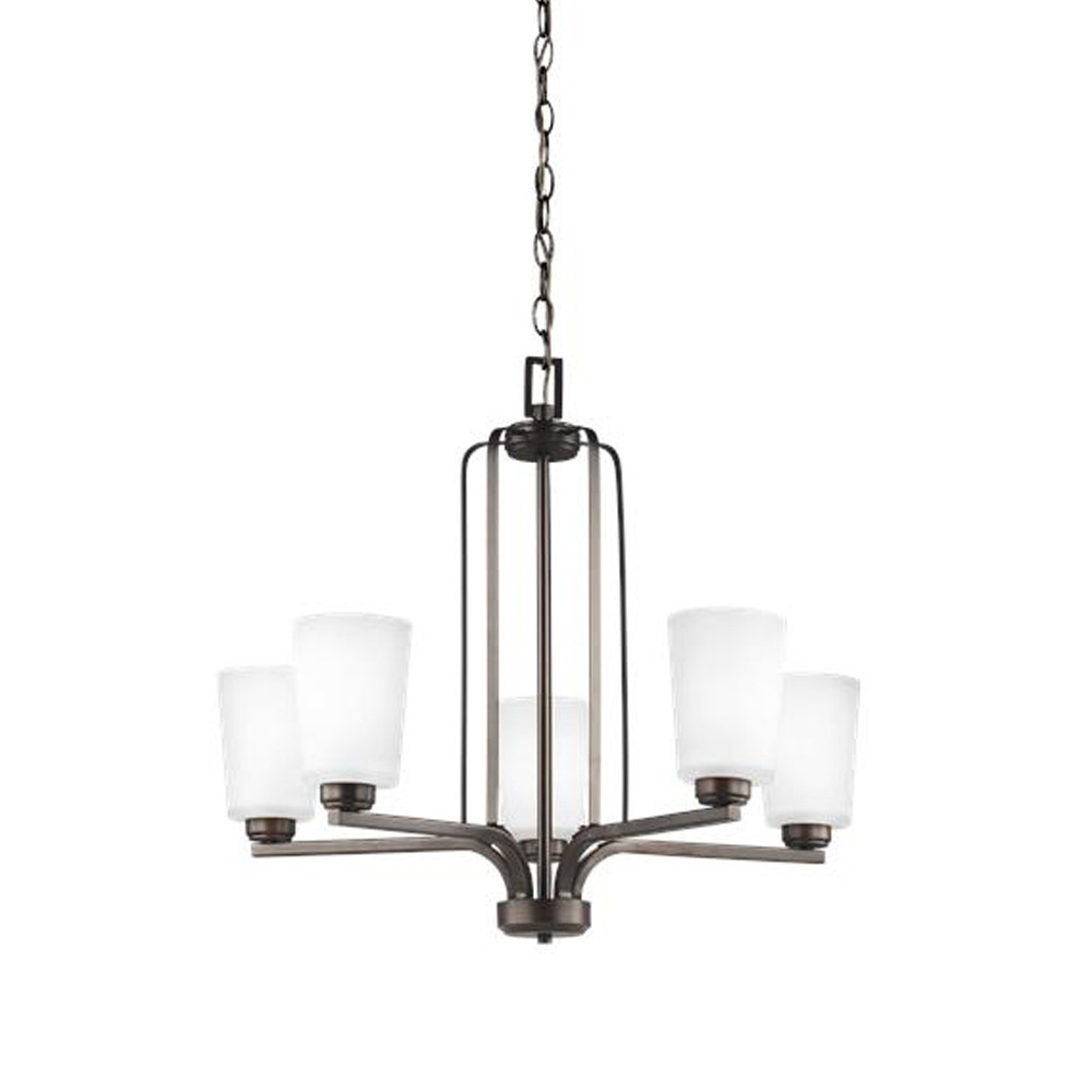 Люстра бронзового цвета с 5-ю матовыми стеклянными плафонами Generation Lighting