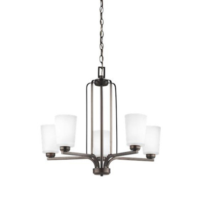 Люстра бронзового цвета с 5-ю матовыми стеклянными плафонами Generation Lighting