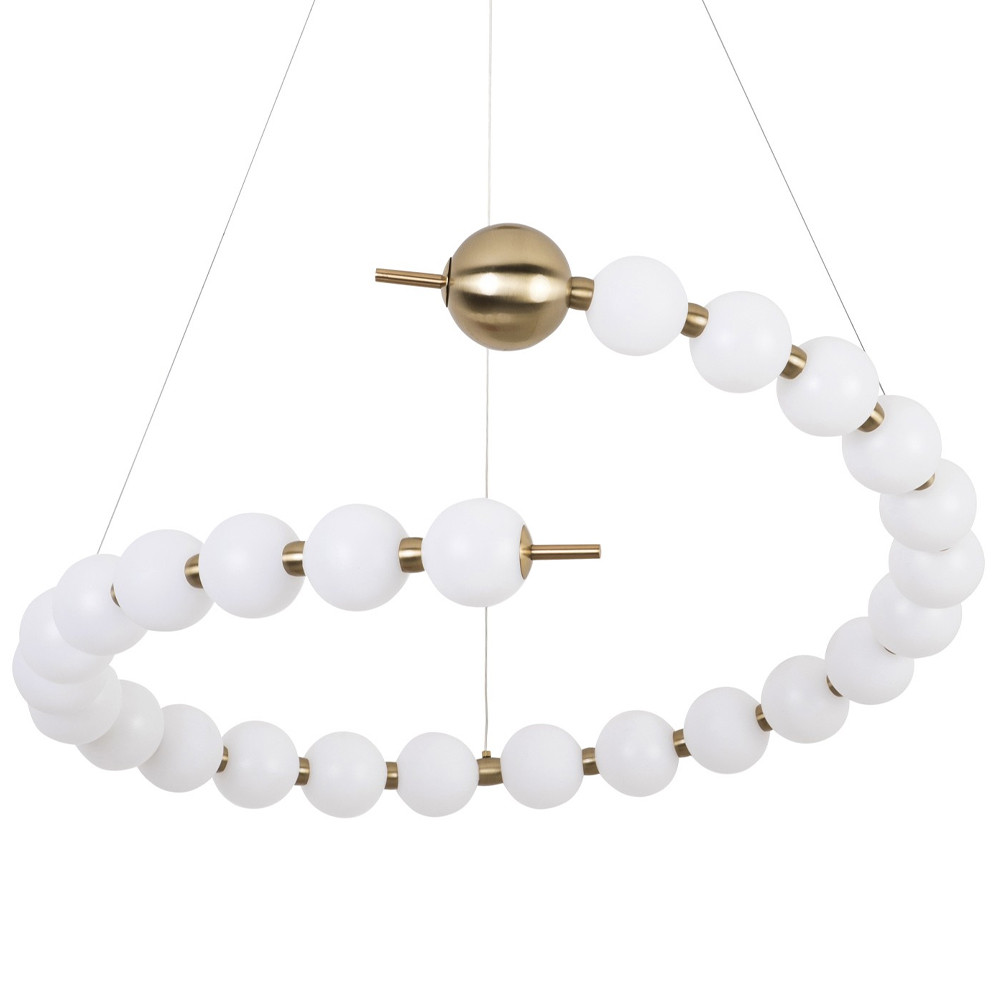 Люстра в виде спирали с сферическими акриловыми плафонами Pearls Suspension Brass Spiral Chandelier