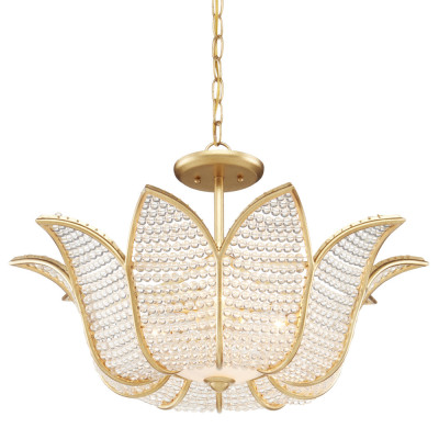 Люстра в форме тюльпана с лепестками из прозрачных стеклянных бусин Hanging Flowers