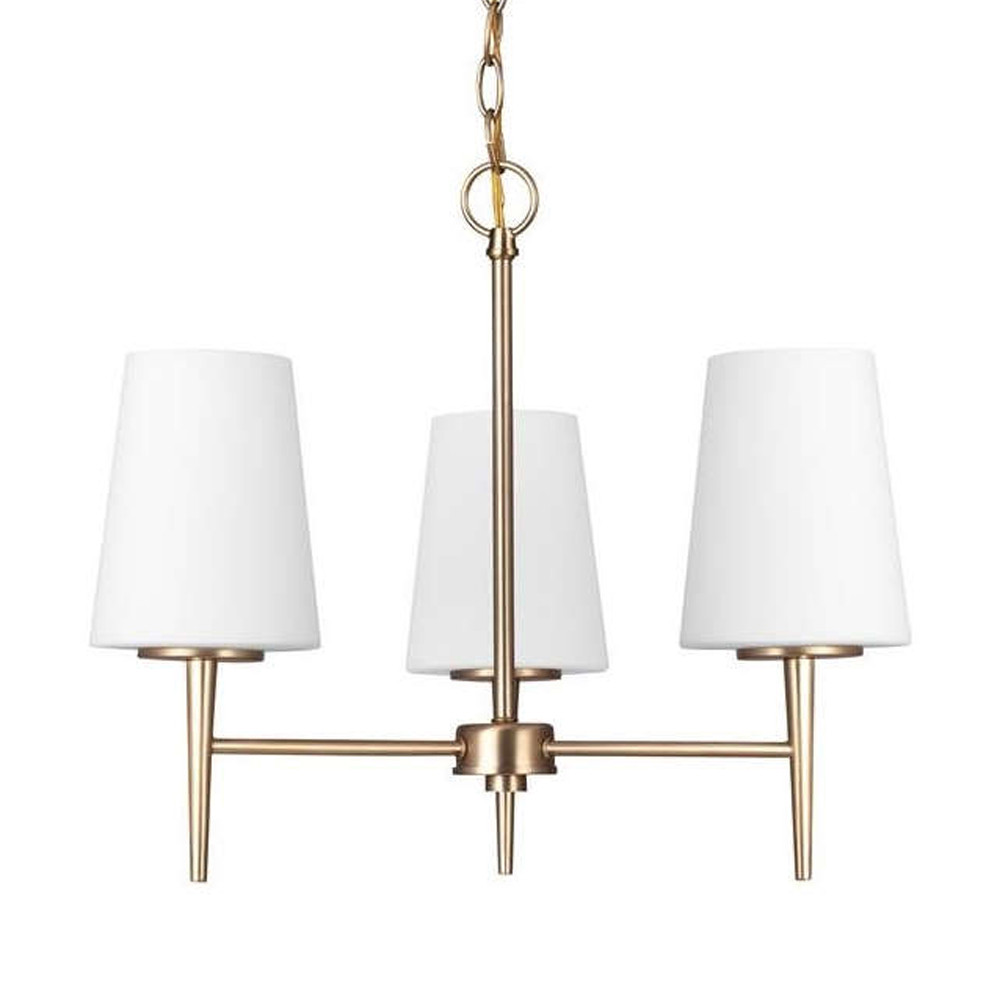 Люстра в цвете латунь с 3-мя белыми конусными плафонами Generation Lighting