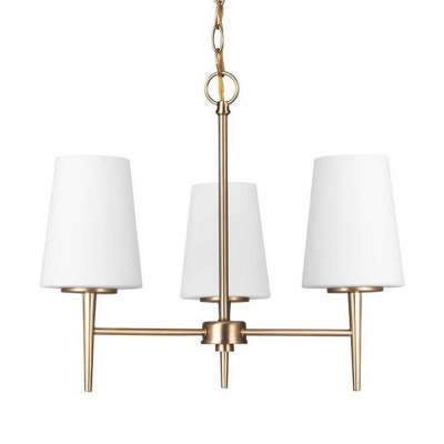 Люстра в цвете латунь с 3-мя белыми конусными плафонами Generation Lighting