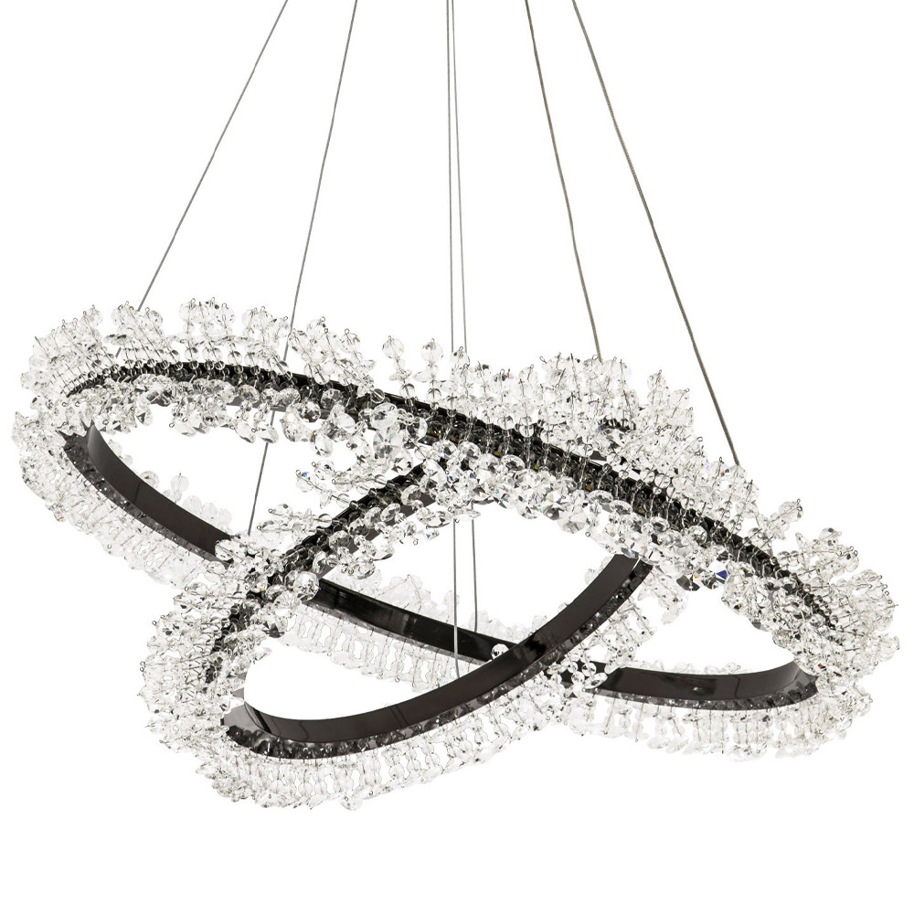 Люстра два кольца с хрустальным декором Rowan Crystal Ring Horizontal Black Chandelier