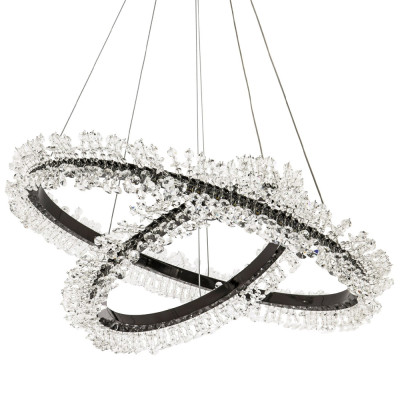 Люстра два кольца с хрустальным декором Rowan Crystal Ring Horizontal Black Chandelier